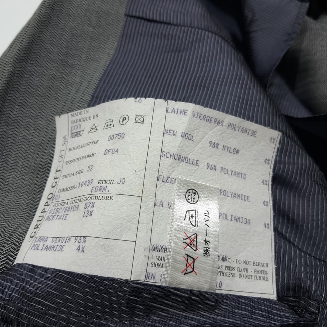 CL485 L 올리버 발렌티노 90s 이태리판 울 차콜그레이 블레이저  상품이미지7