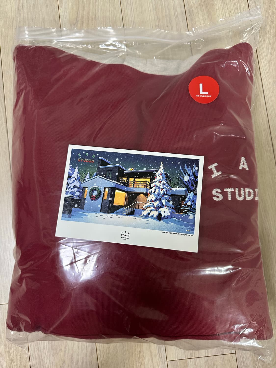 아이앱 스튜디오 24 크리스마스 후드 버건디 오트밀 L 상품이미지1