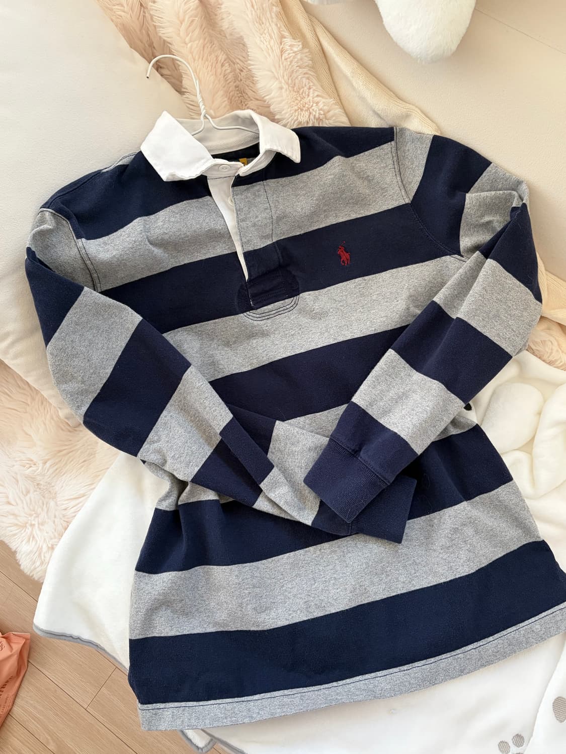 폴로 네이비 스트라이프 카라 티 상품이미지1