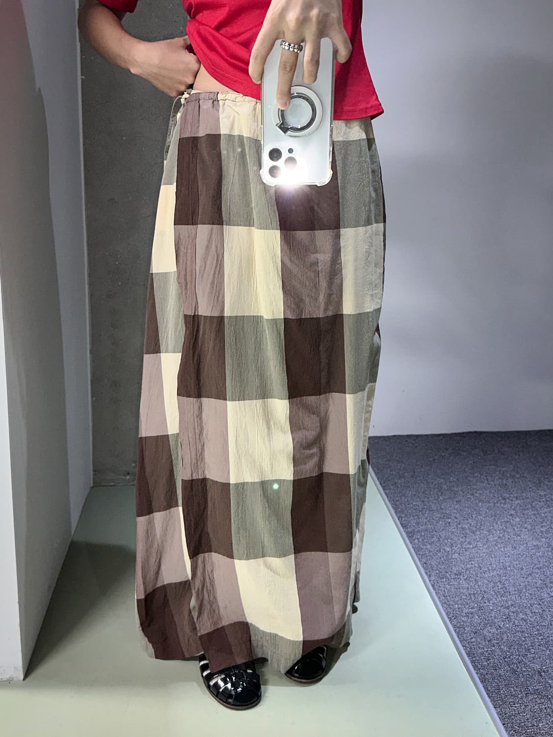 hai by issey miyake check wrap skirt 상품이미지2