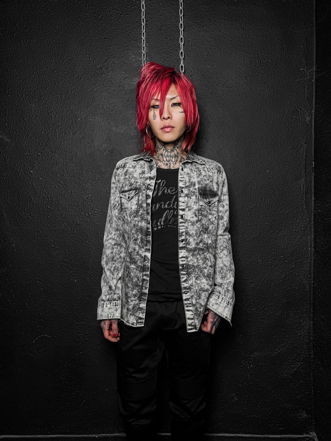 Acid Wash Denim Western Shirt 상품이미지1