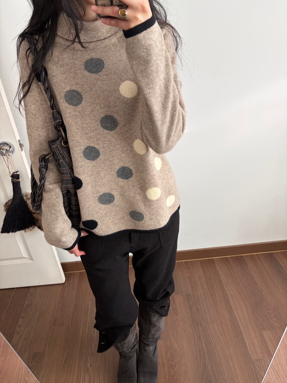 dot wide turtleneck knit 상품이미지4