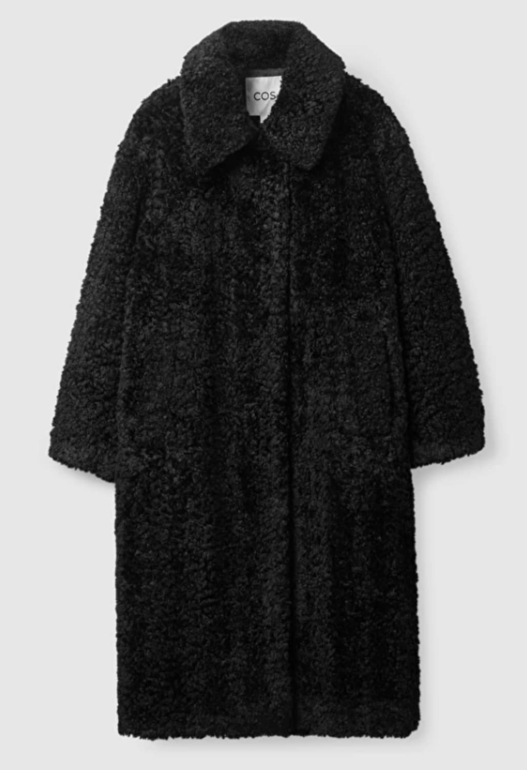 코스 뽀글이 테디베어 코트 블랙 상품이미지5