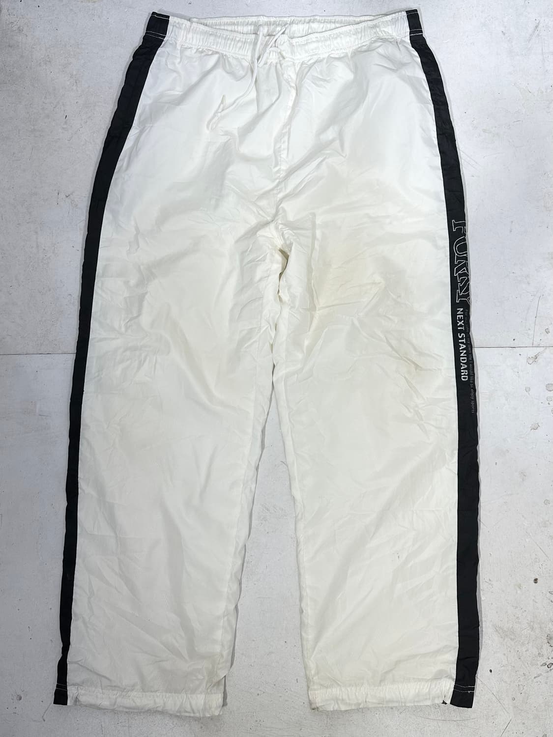 90s 빈티지 purky 와이드 트랙 팬츠 화이트 사이드 라인 팬츠  상품이미지4