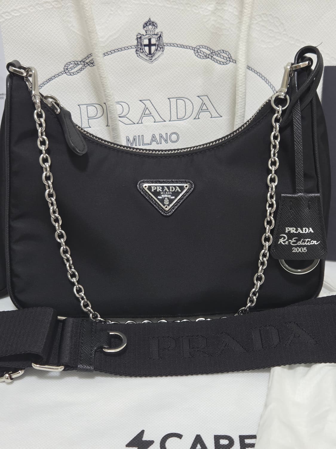 [새상품급] 프라다 리나일론 테수토 은장 체인 호보백  상품이미지2