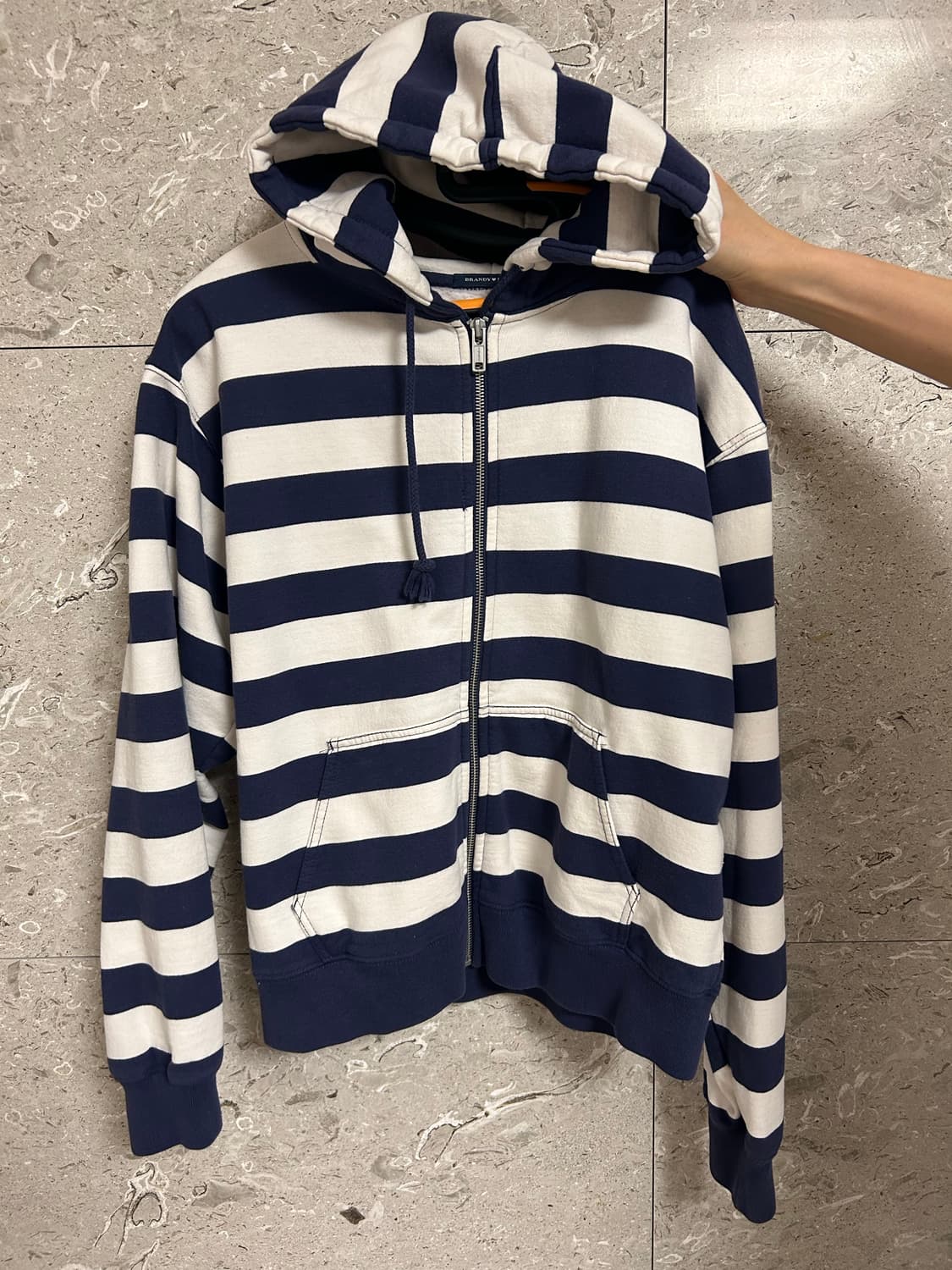 브랜디멜빌 스트라이프 기모 후드집업 상품이미지5