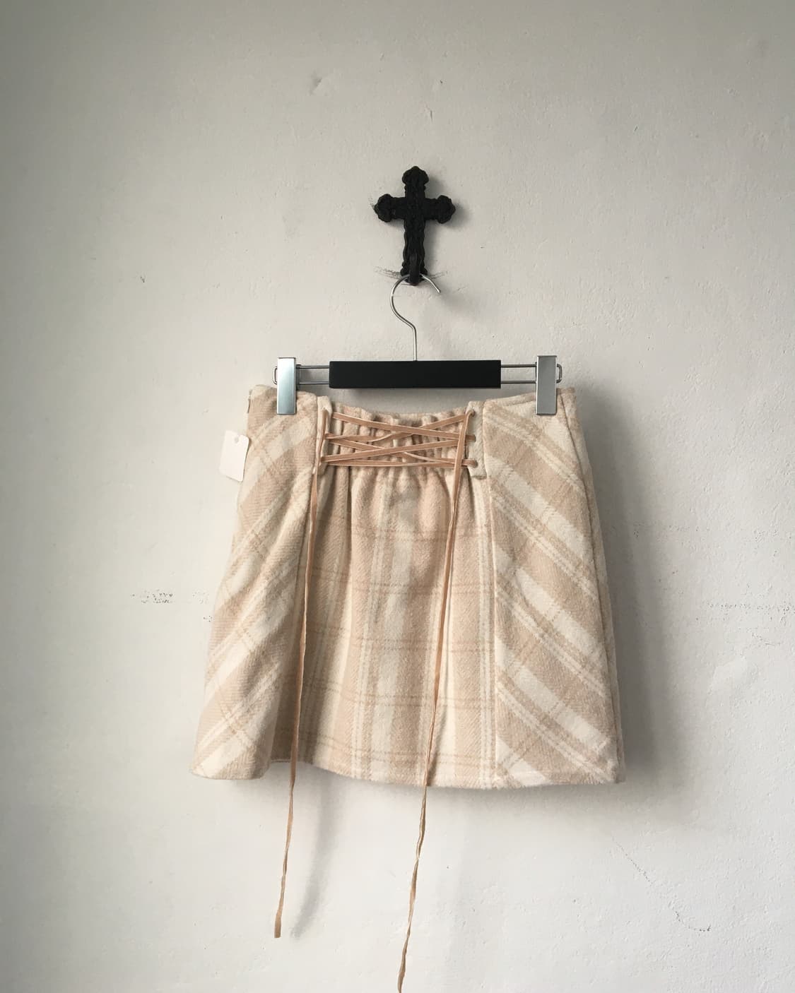 Lace up point check pattern skirt 상품이미지2