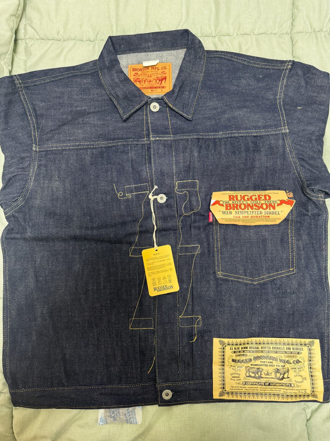 (소킹만 한 새것)브론슨 44806XX 대전판 타입1 자켓 40사이즈 상품이미지7