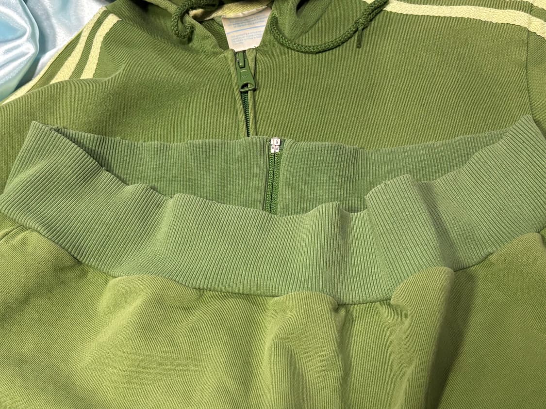 00s OLD ADIDAS 아디다스 후드 플락 져지 트랙탑 자켓 말차색 상품이미지7