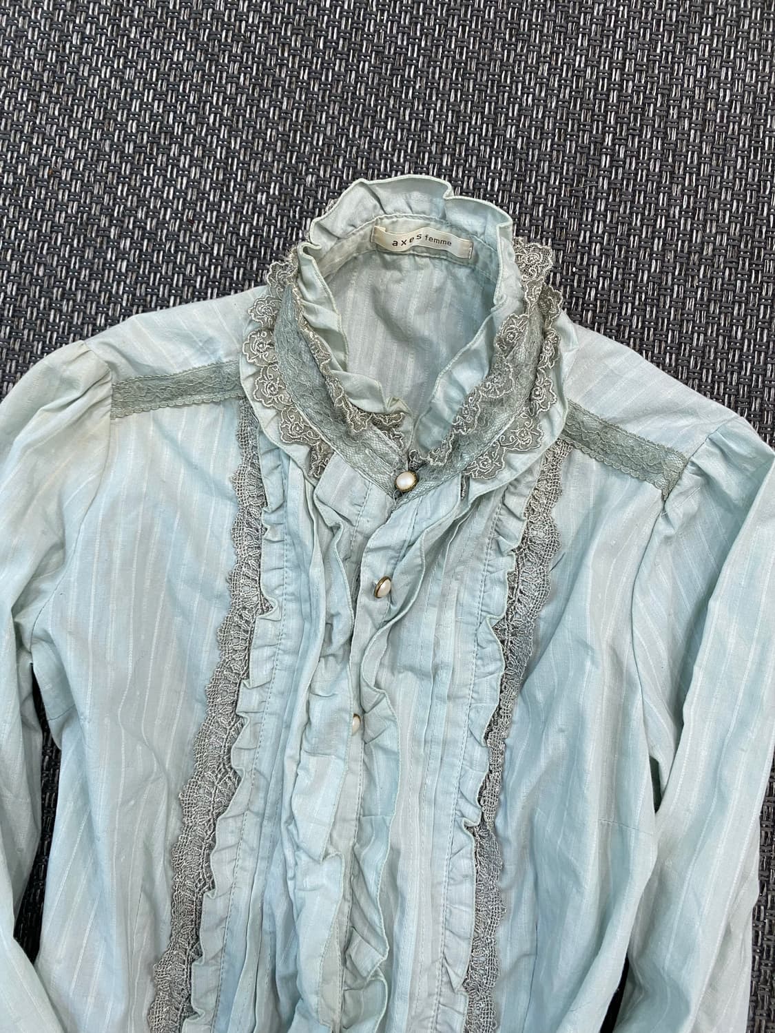[Axes Femme]Frill&Pearl button Mint Shir 상품이미지8