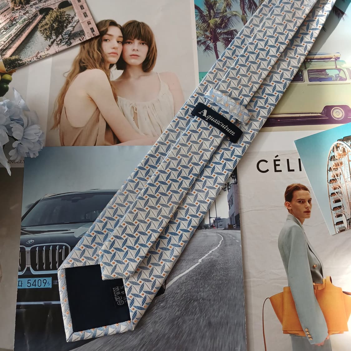 아쿠아스큐텀 실크 자수 로고 넥타이 9.1cm A+등급 A19425
 상품이미지6