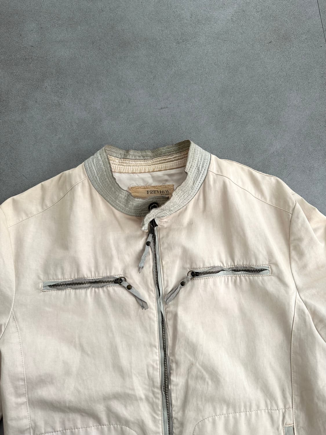 Preview 이탈리 워싱 코튼 레더 집업자켓 상품이미지8