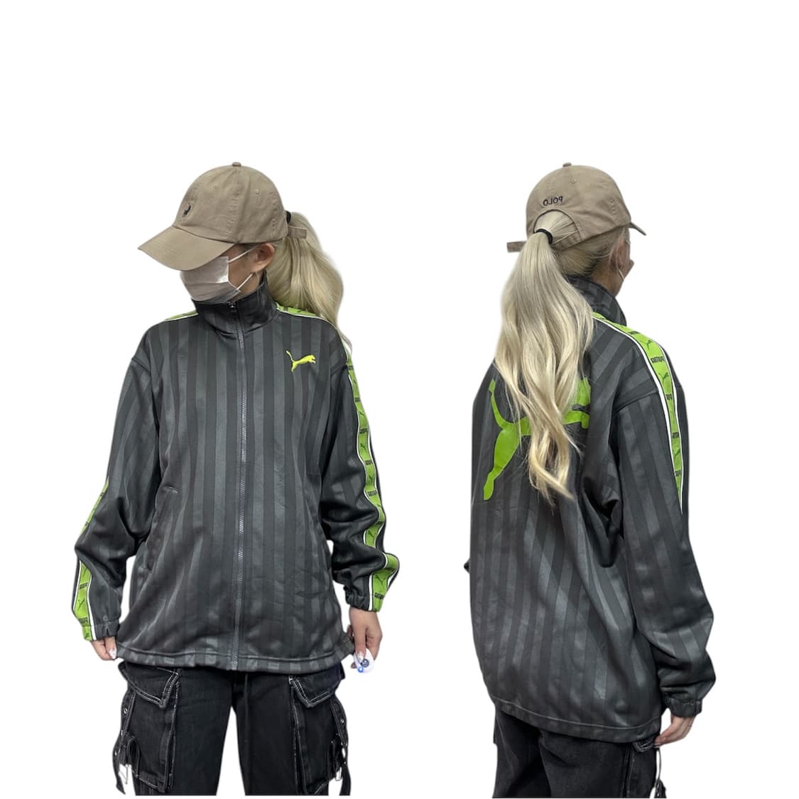 푸마 차콜 그린 빅 로고 사이드 라인 올드스쿨 트랙탑 져지S 상품이미지1