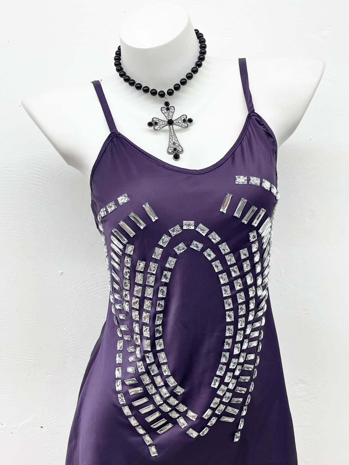 갸루 새틴 쥬얼 슬리브리스 상품이미지2