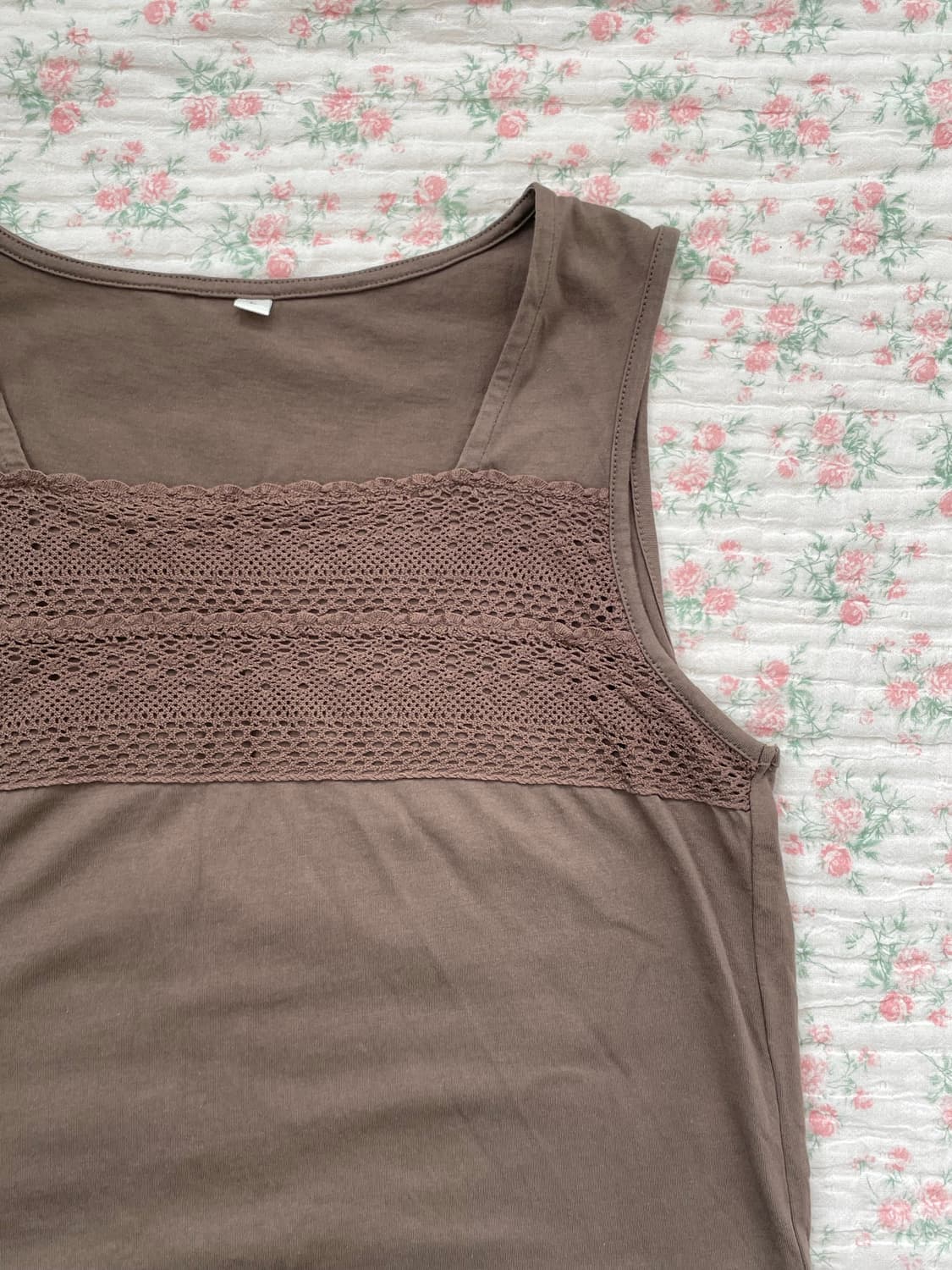 빈티지 브라운 크로셰 모리 나시 1095 모리걸 y2k 스트릿 갸루 펑키 상품이미지4