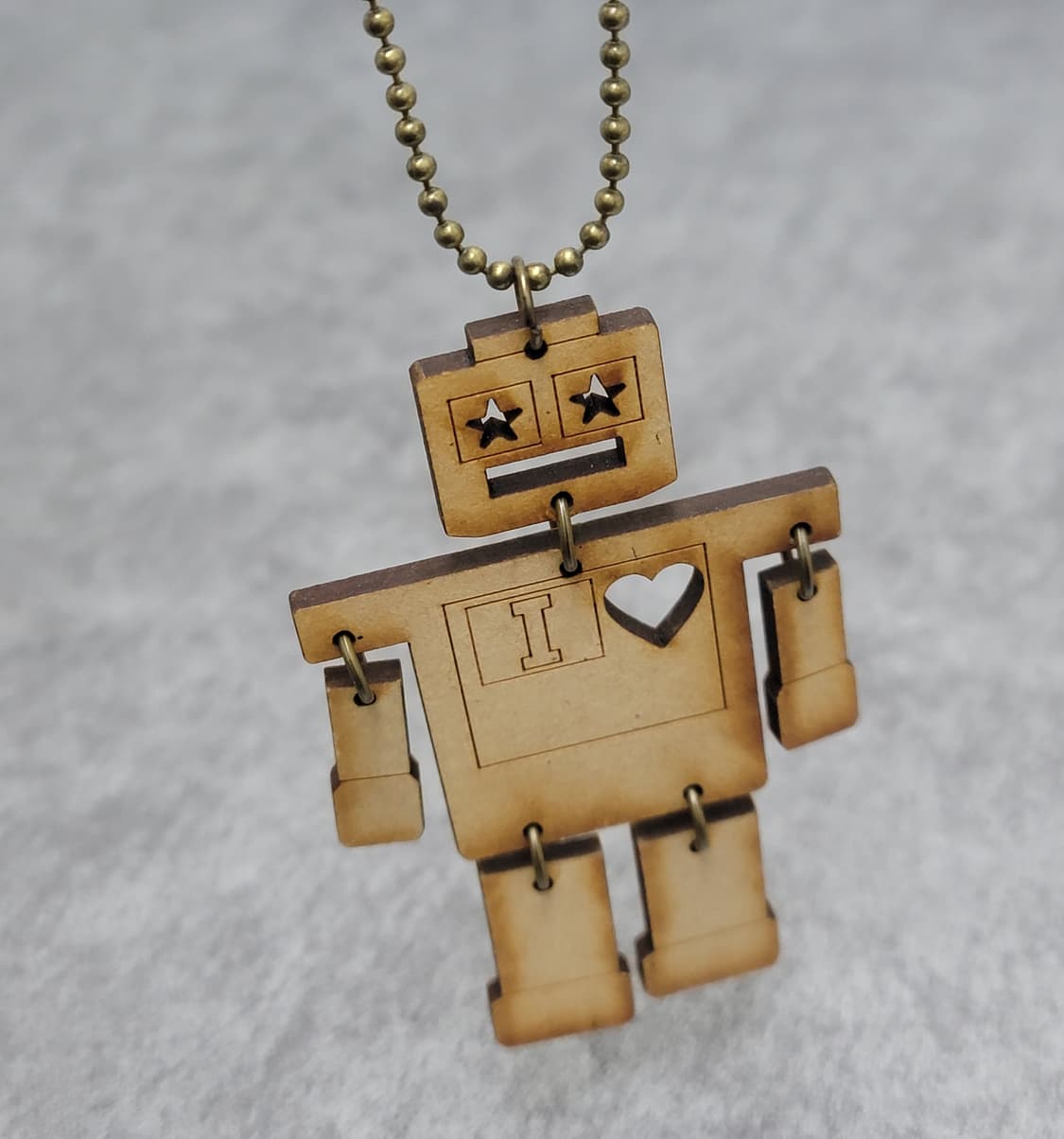 vintage wood robot necklace 상품이미지1