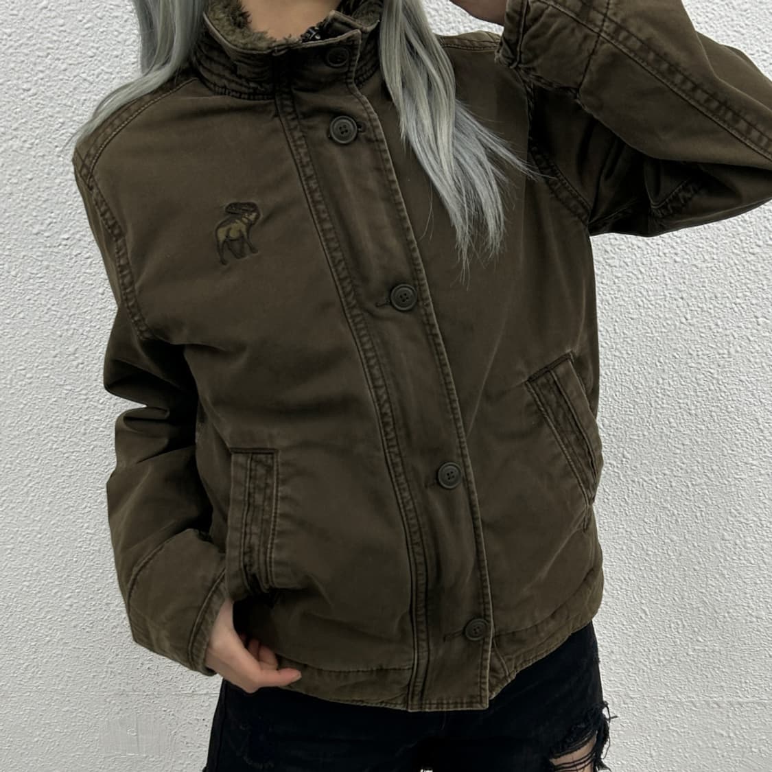 아베크롬비 y2k 아디론닥 딥카키 울프죠 자켓 L 상품이미지2