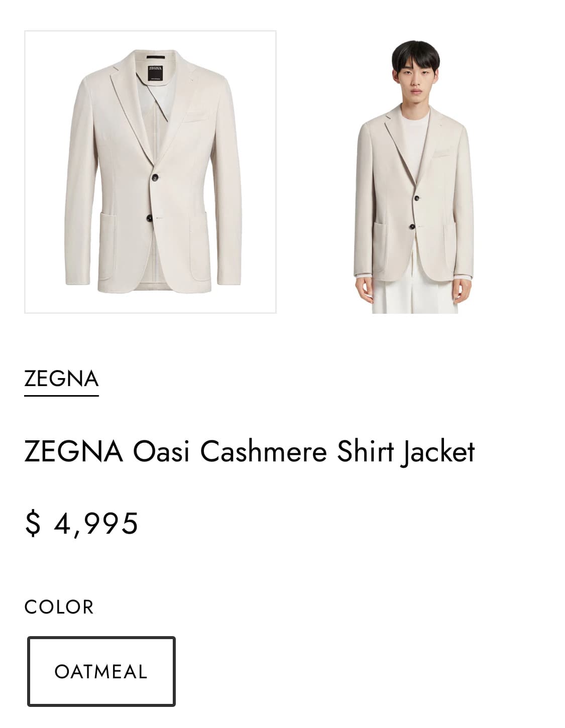 ZEGNA OASI 제냐 오아시 싱글재킷(캐시미어)48 사이즈-해외발송 상품이미지3