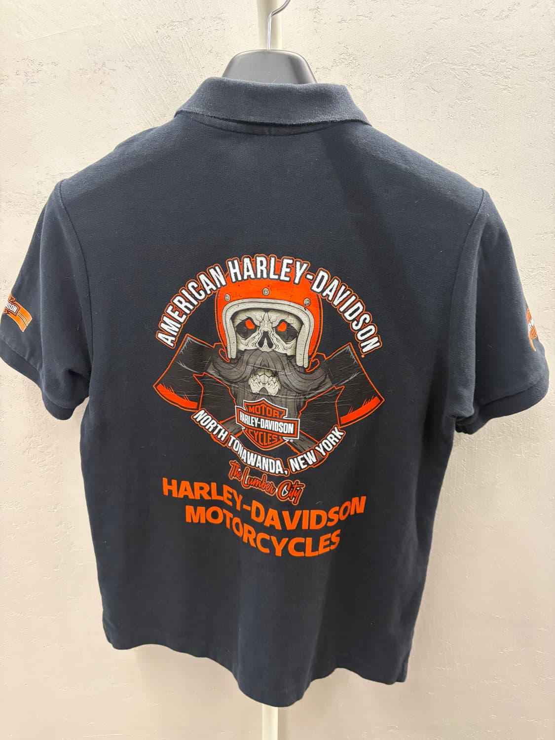 할리 데이비슨 스컬 반팔 폴로티 블랙 S-M 상품이미지4