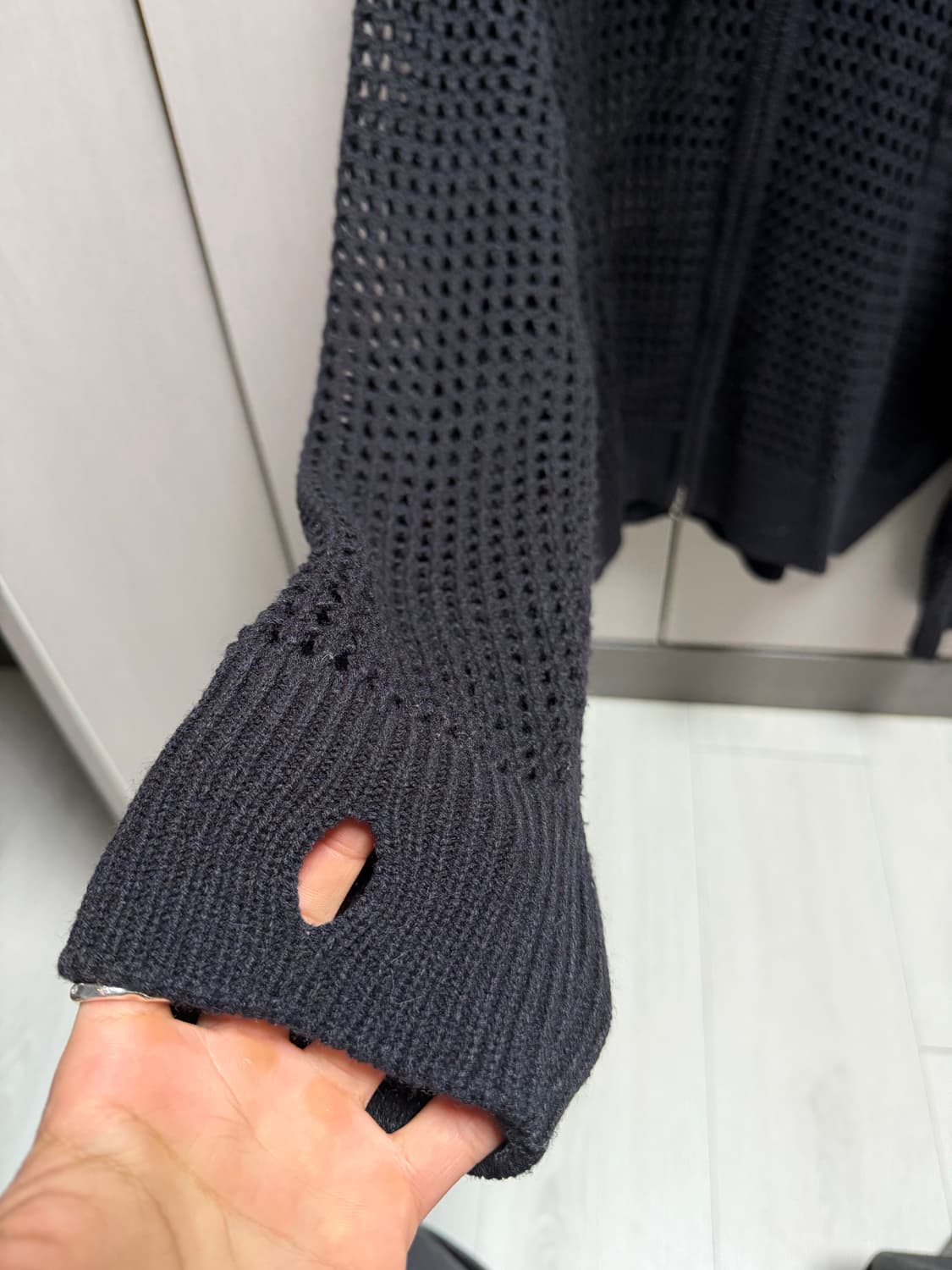 그물 니트 후드 집업 상품이미지3