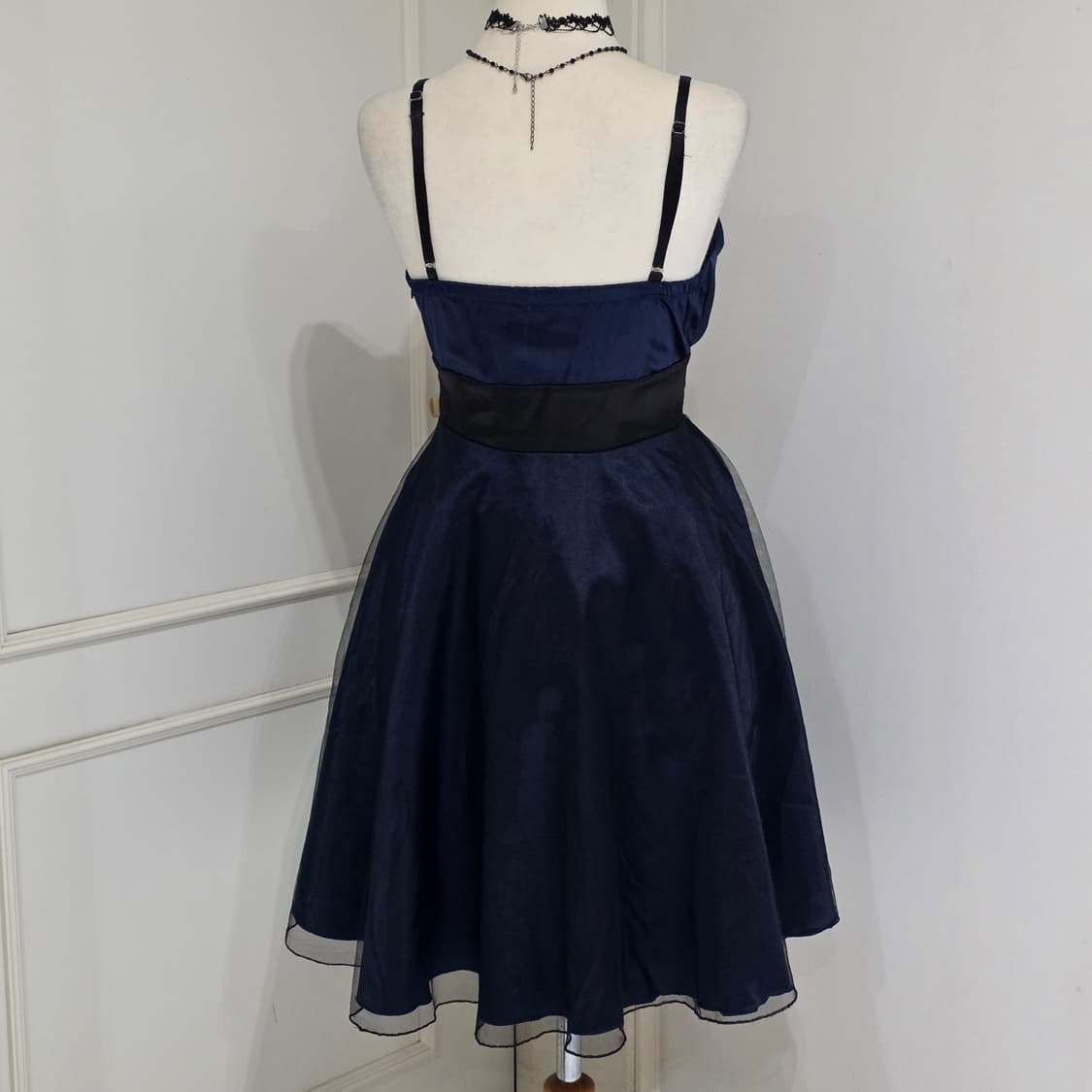 일본빈티지)네이비 새팅 망사 리본 바로크 로맨틱 고딕로리타st 파티드레스 상품이미지4