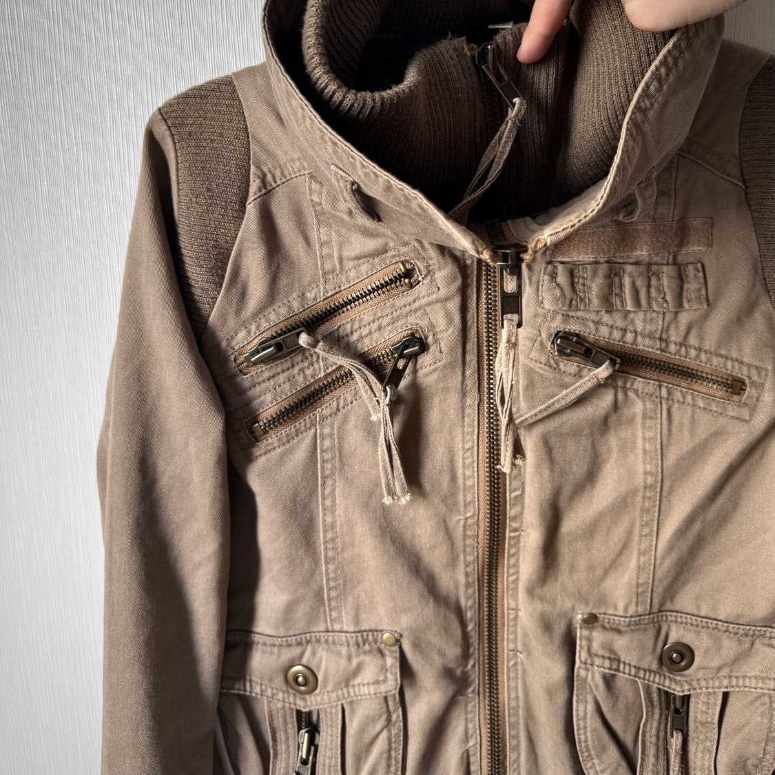 00‘s 아카이브 하이넥 투카라 포켓디테일 집업 자켓 갸루 락시크 y2k 상품이미지3