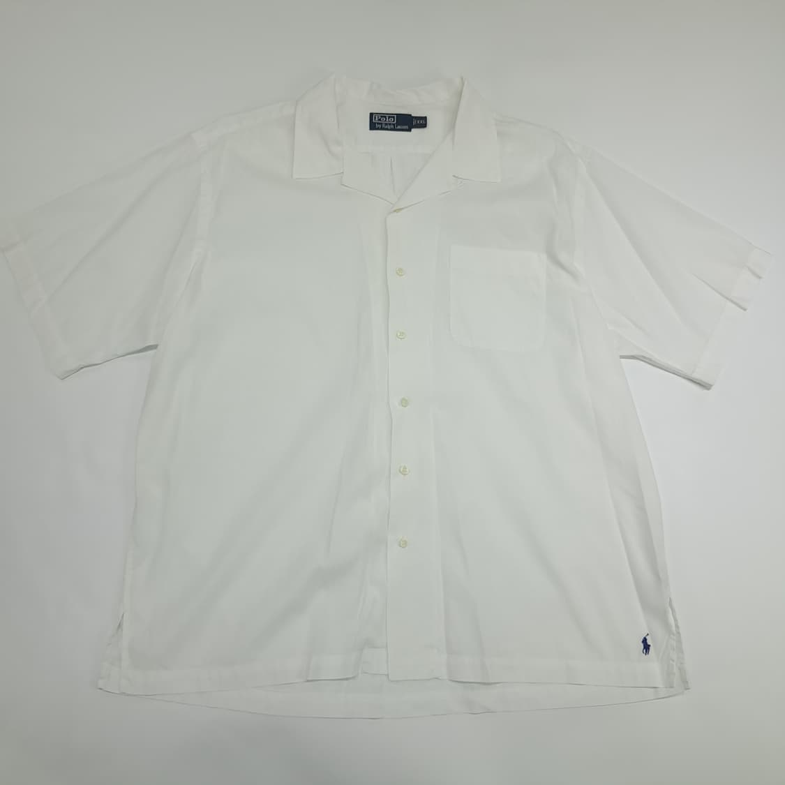 Co700 2XL 폴로 랄프로렌 화이트 린넨코튼 언더로고 반팔 셔츠 남방 상품이미지1