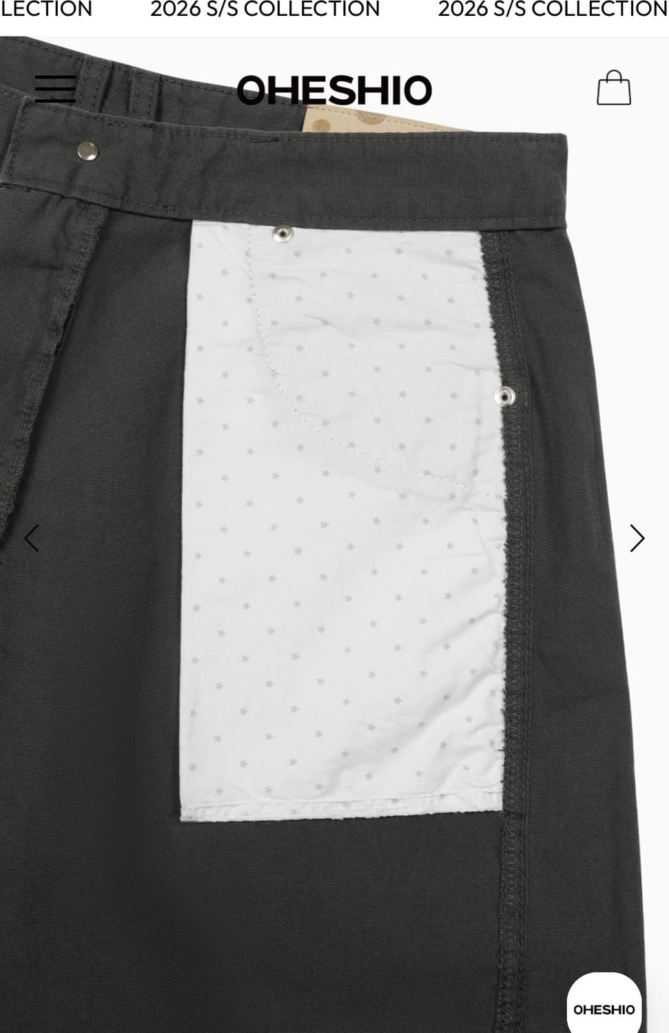 오헤시오 WIDE CURVED PANTS, CHARCOAL 상품이미지4