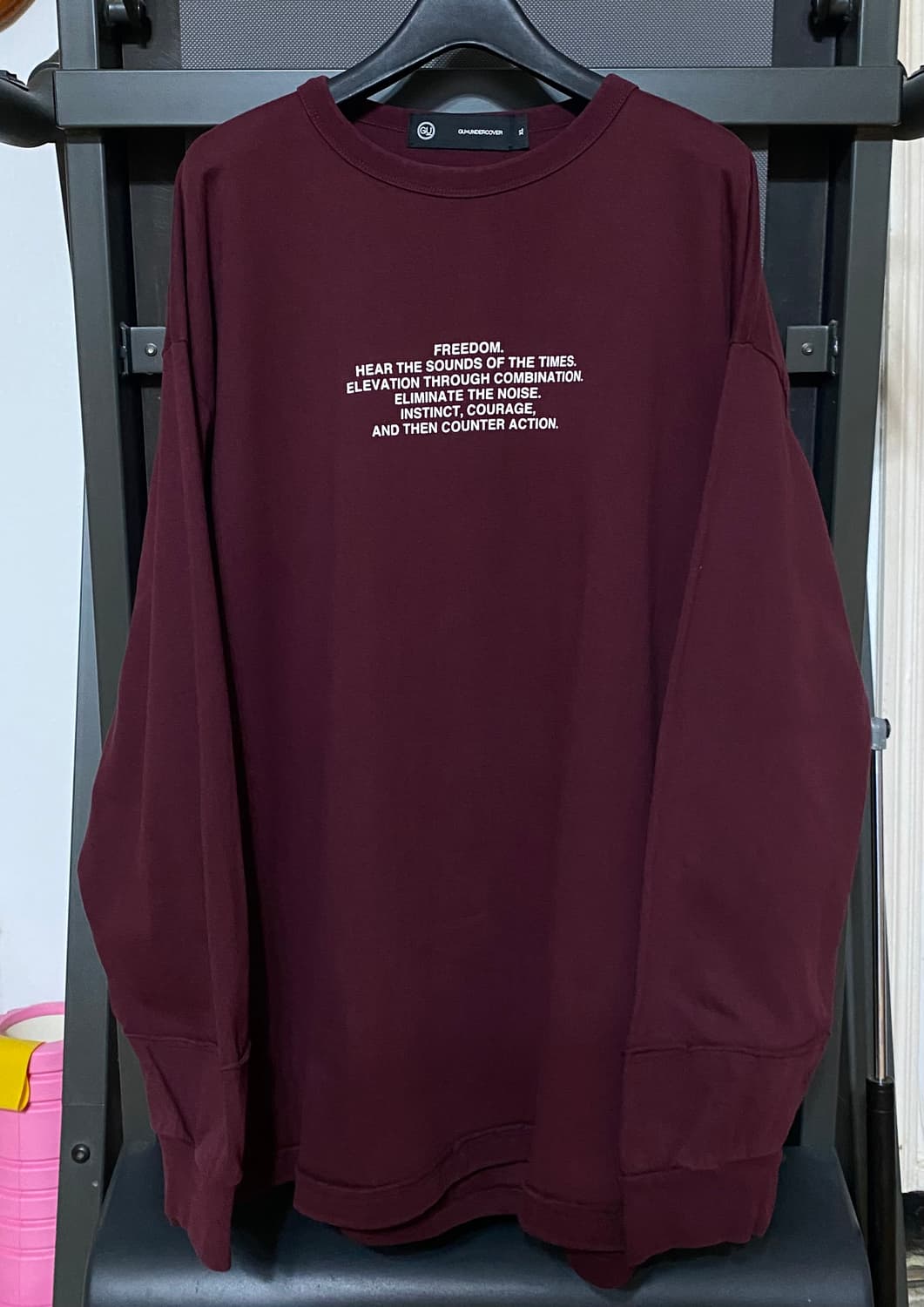 [XL] 언더커버 GU 도킹 티셔츠 긴팔 롱슬리브 와인 버건디 상품이미지1
