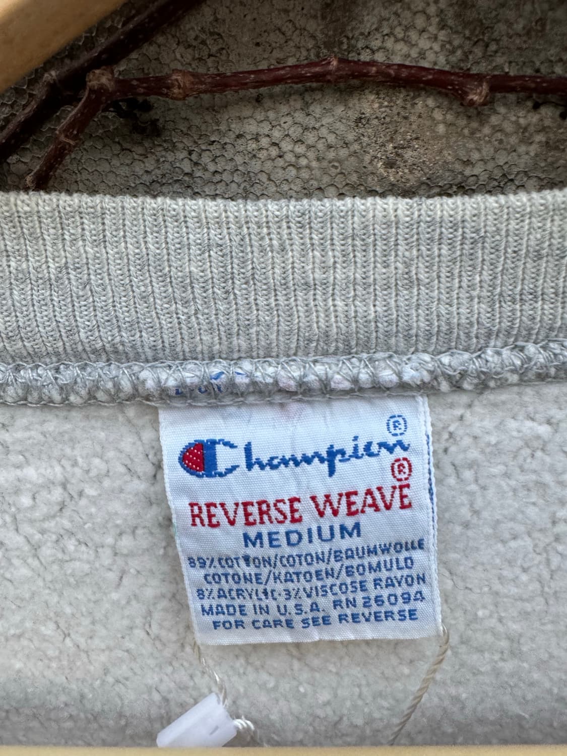 90s 챔피온 빈티지 리버스위브 자수로고 플레인 스웻 셔츠 맨투맨 회색 상품이미지7