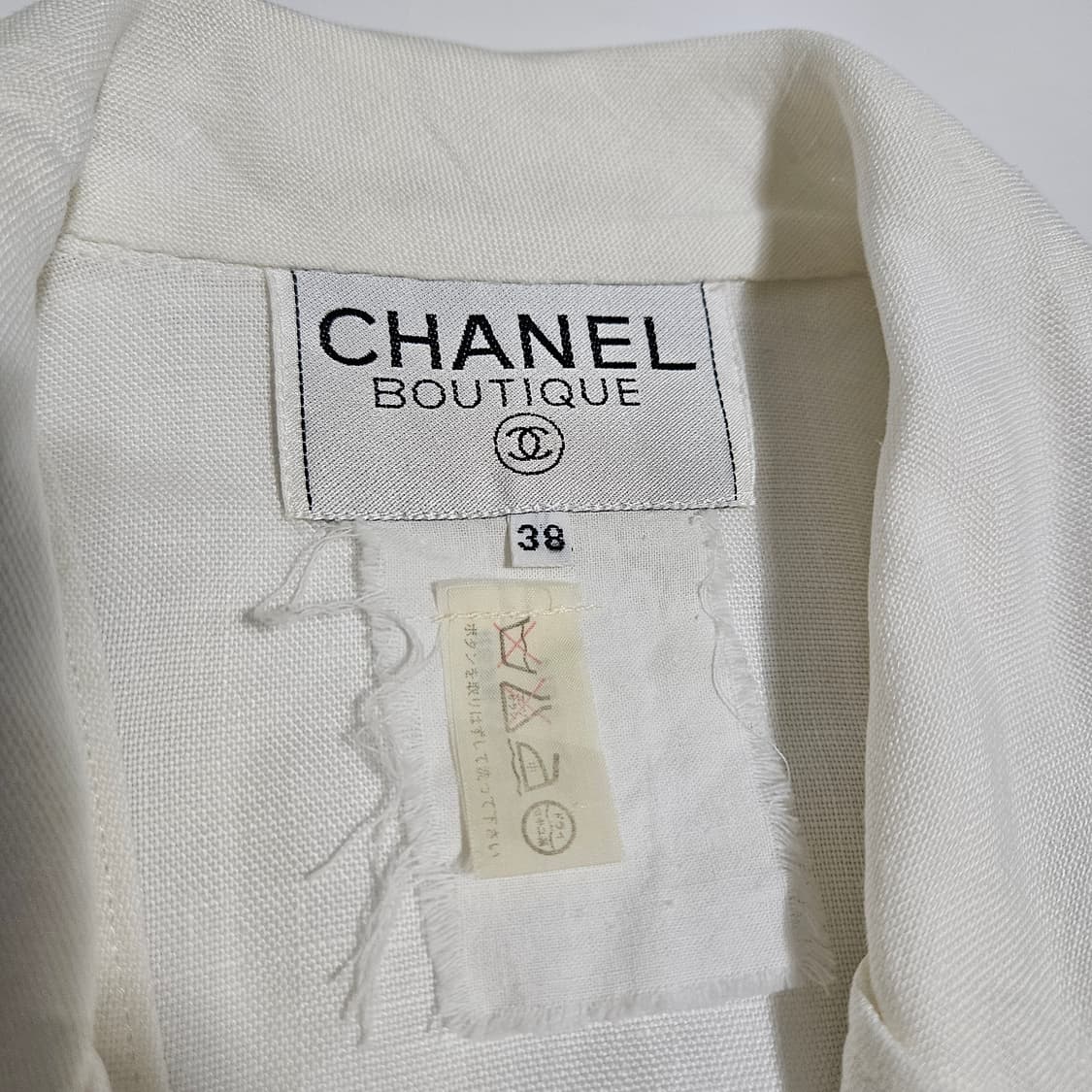 샤넬 빈티지 화이트 린넨 자켓[38] 상품이미지5