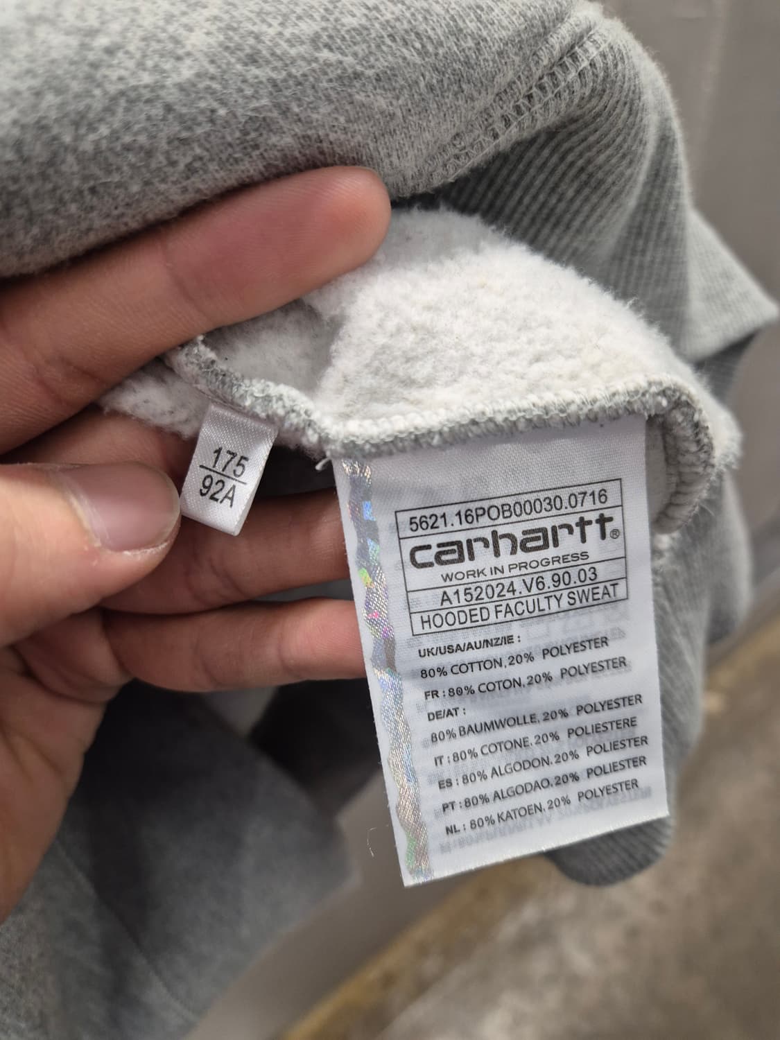 칼하트 그레이 후드티 M 상품이미지5