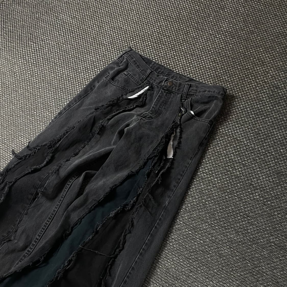 (31) 랭글러 흑청 빈티지 핀턱 데미지 커스텀 데님 팬츠 상품이미지3