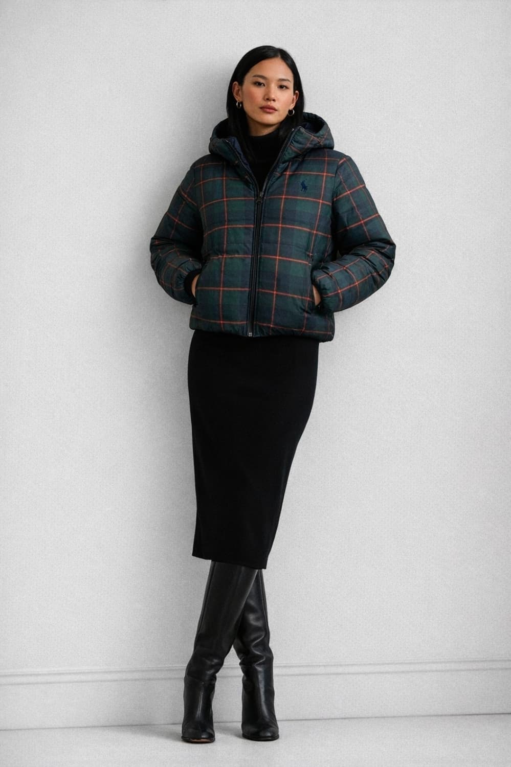폴로랄프로렌 시그니쳐 타탄체크 덕다운 후드 패딩 55-66 상품이미지2