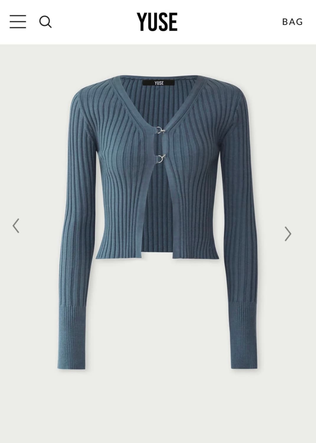 YUSE 유즈 블루 파랑색 하늘색 가디건 카디건 니트 스웨터 골지 크롭  상품이미지3