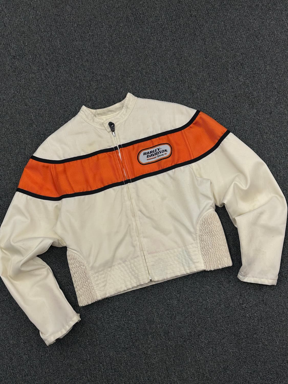 XS)할리데이비슨 빈티지 나일론 크롭 레이싱 자켓 상품이미지4