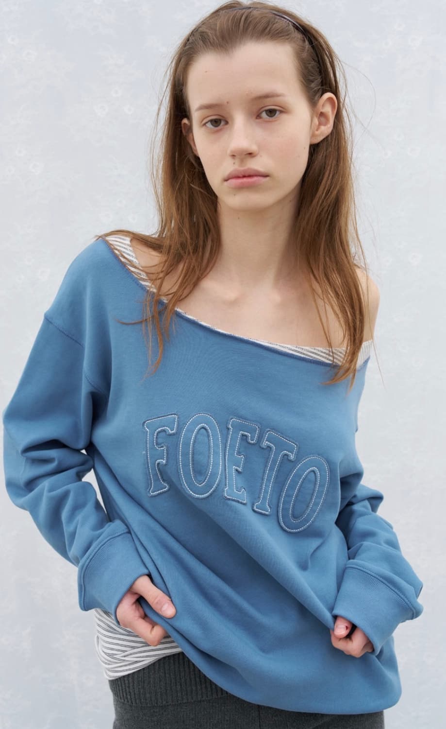 포에토 빈티지 컷 오프 스웻셔츠 맨투맨 블루 상품이미지1