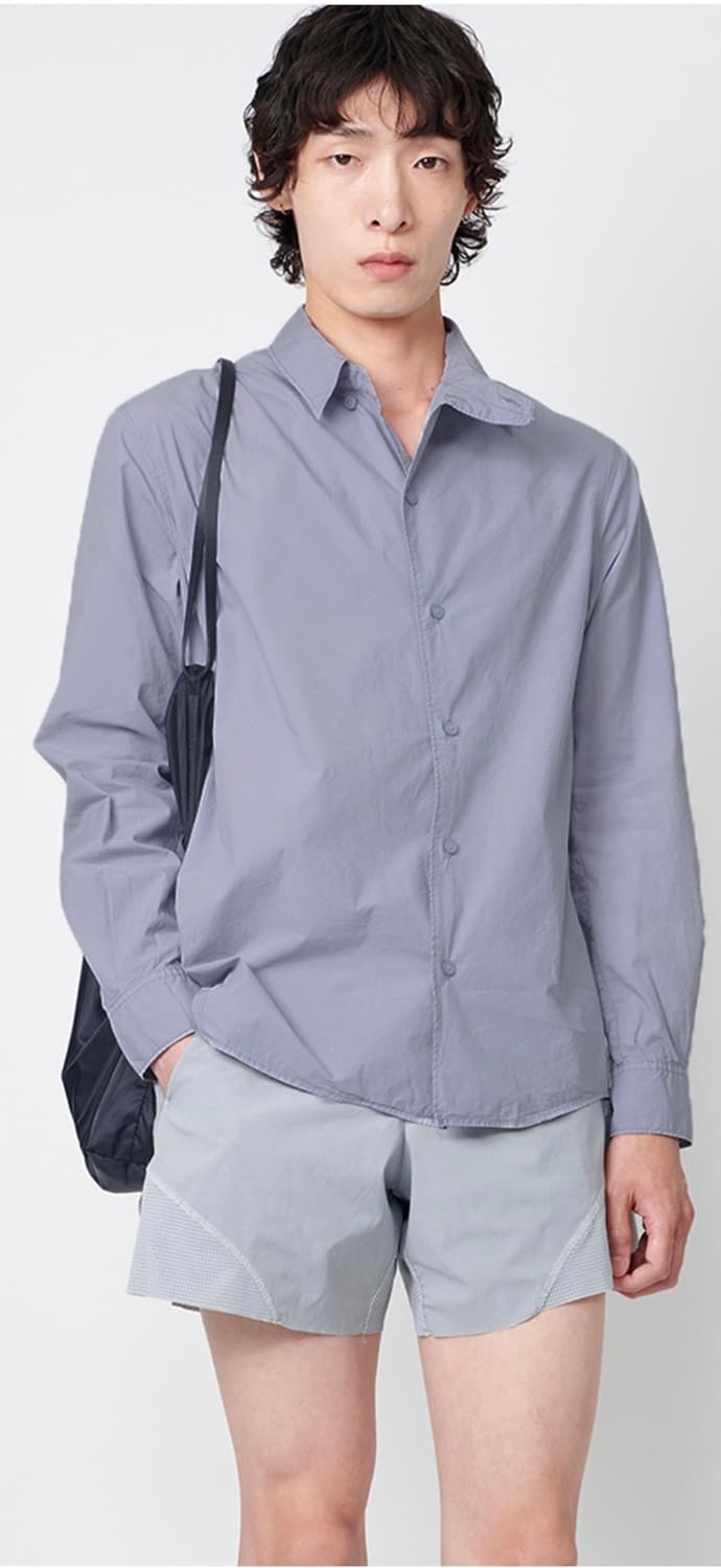 MENS GARMENT DYED CURVED SHIRT CADET  상품이미지1