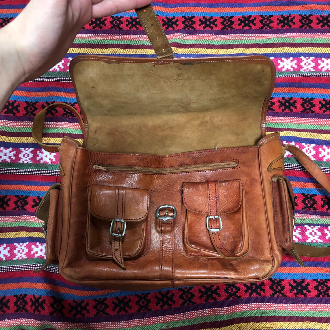 레더 크로스백 브라운 상품이미지5