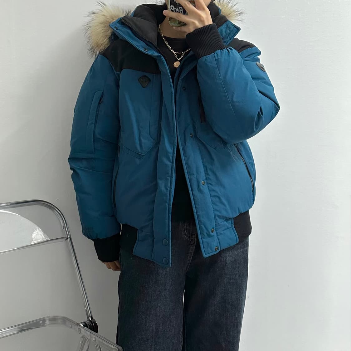 코오롱 윈드스토퍼 퍼 구스다운 패딩 보머자켓 상품이미지2