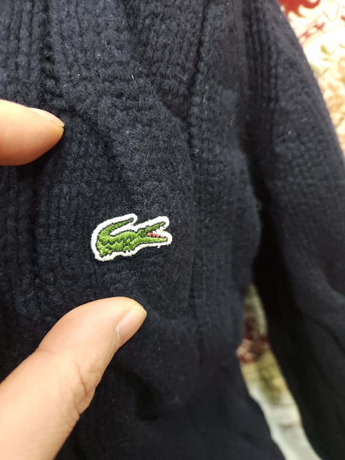 라코스테 네이비 숄카라 울 꽈배기 니트 가디건

 상품이미지2