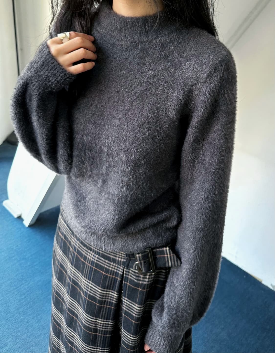 Brushed fabric cropped knit P/O 상품이미지7