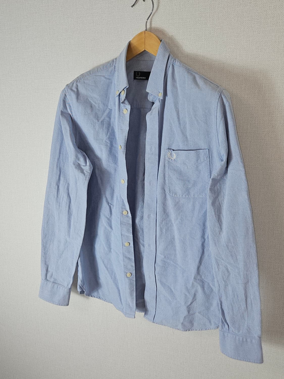 프레드페리 코튼 옥스포드 셔츠 스카이블루 S 95 (거의 새상품) 상품이미지2
