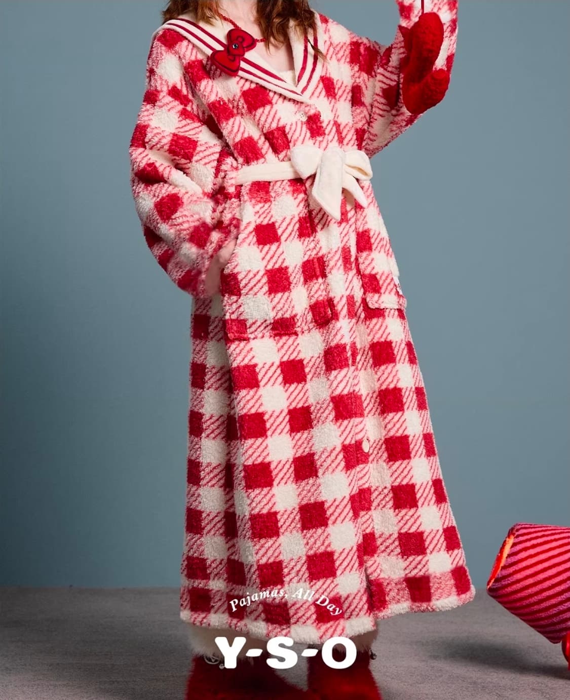 YSO 체크 수면 가운 잠옷(키티느낌) m사이즈 상품이미지2