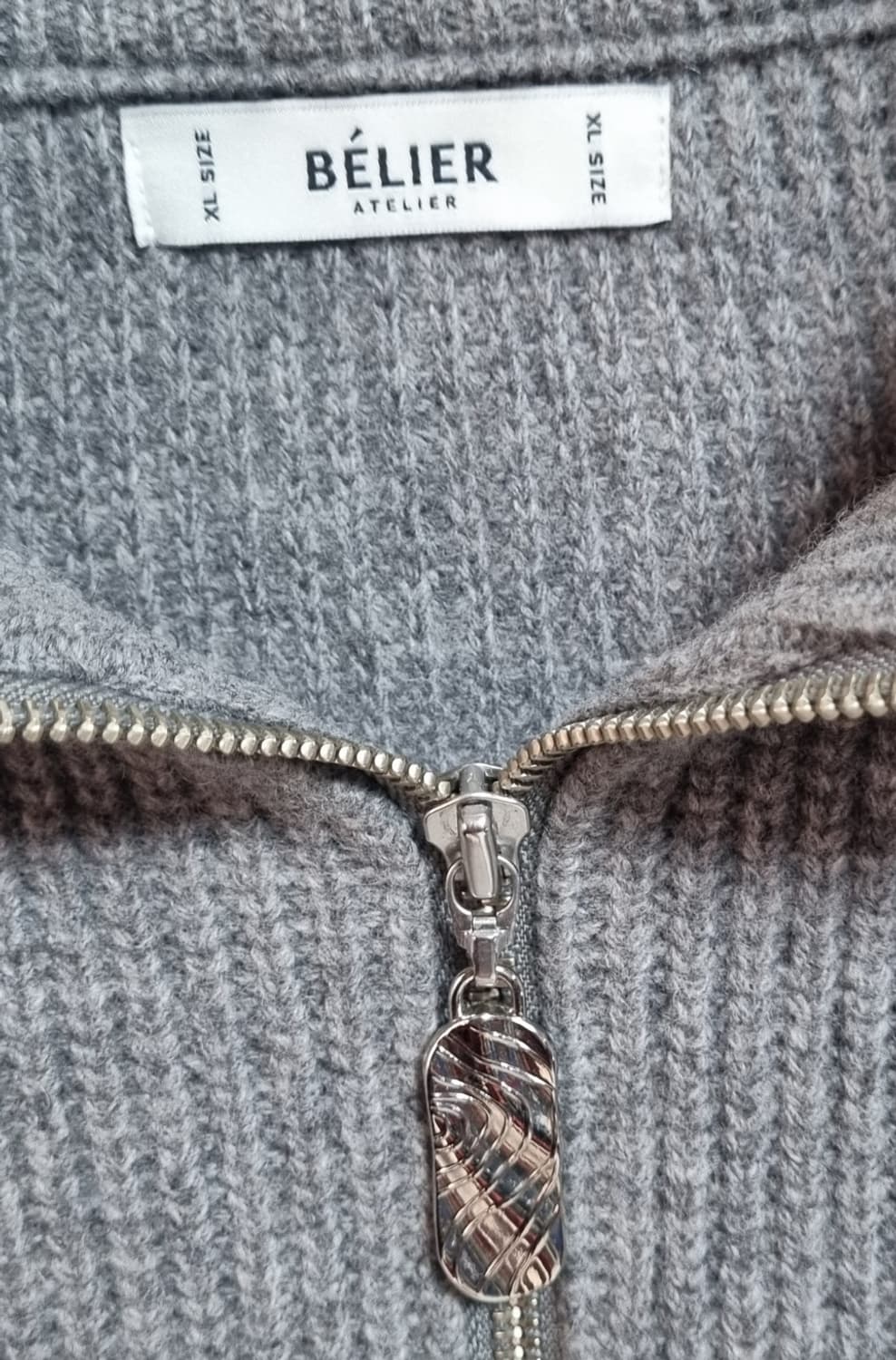 오버핏 XL ) 벨리에 그레이 반집업 니트 상품이미지4