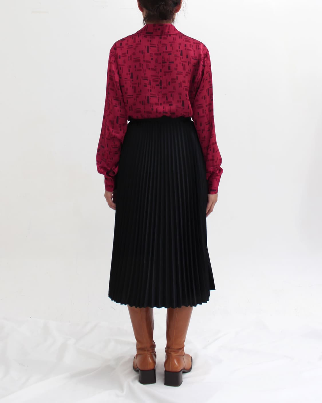 일본 빈티지 퍼플 레드 도형 패턴 블라우스 상품이미지8