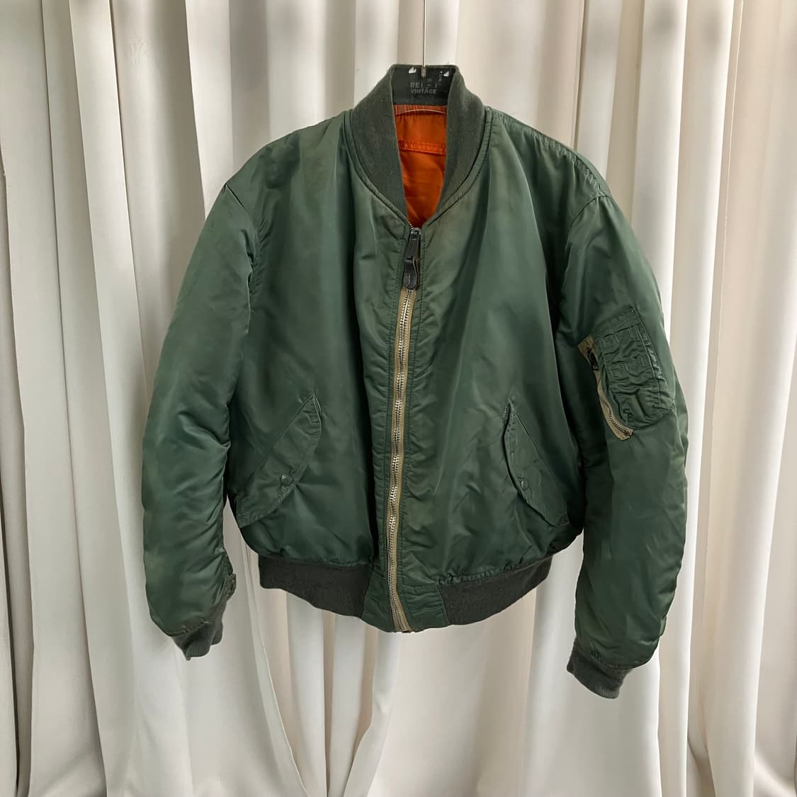 70s 알파인더스트리 미군 오리지널 리버시블 카키 ma-1 상품이미지1