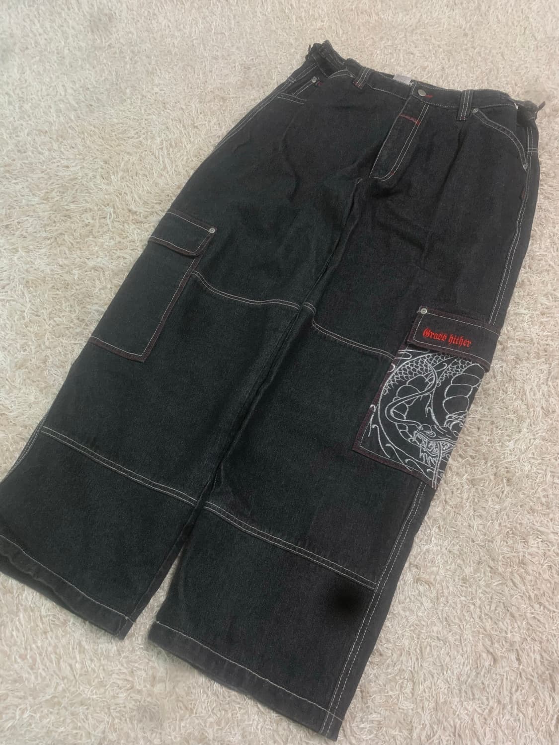 와이드 드래곤 자수 데님 상품이미지2