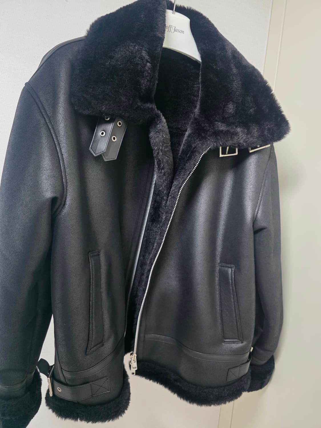 도프제이슨 하이넥 레더 무톤 자켓 NOIR, 무스탕 상품이미지2