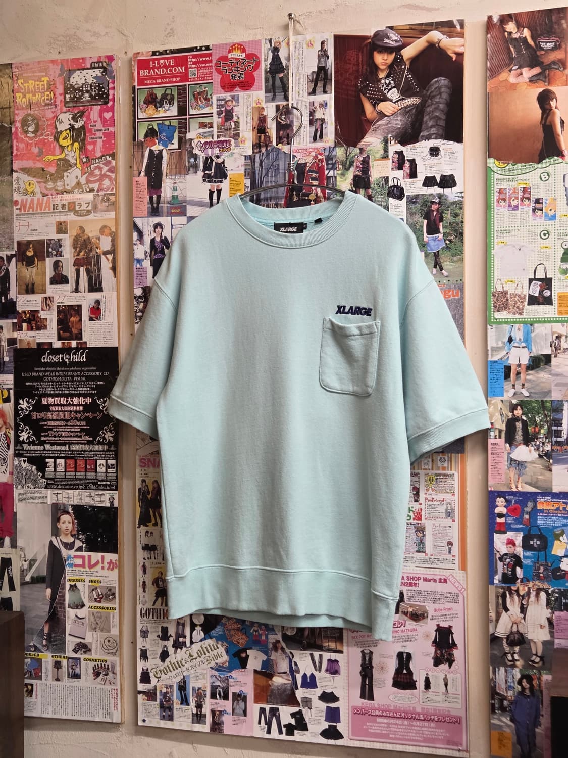 엑스라지 자수 민트 반팔 스웻 셔츠 상품이미지4